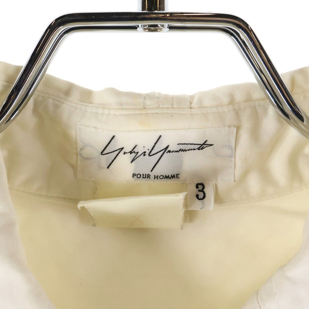 Yohji Yamamoto POUR HOMME(ヨウジヤマモト プールオム) Zip Detail Collar Short Sleeve Shirt ジップディテールカラーショートスリーブシャツ 襟ジップ半袖開襟シャツ ホワイト