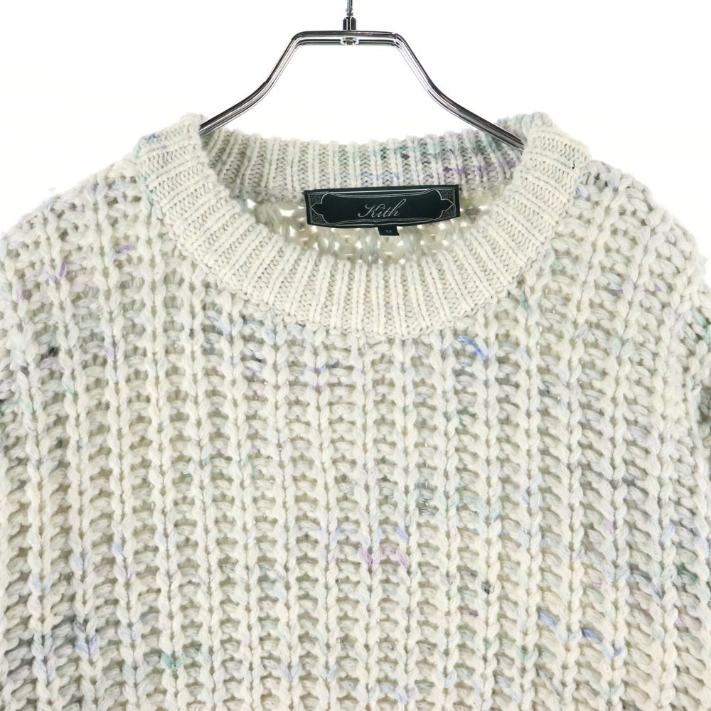 KITH(キス) Lyon Sweater リヨンセーター クルーネックスリブ編みニットセーター ホワイト