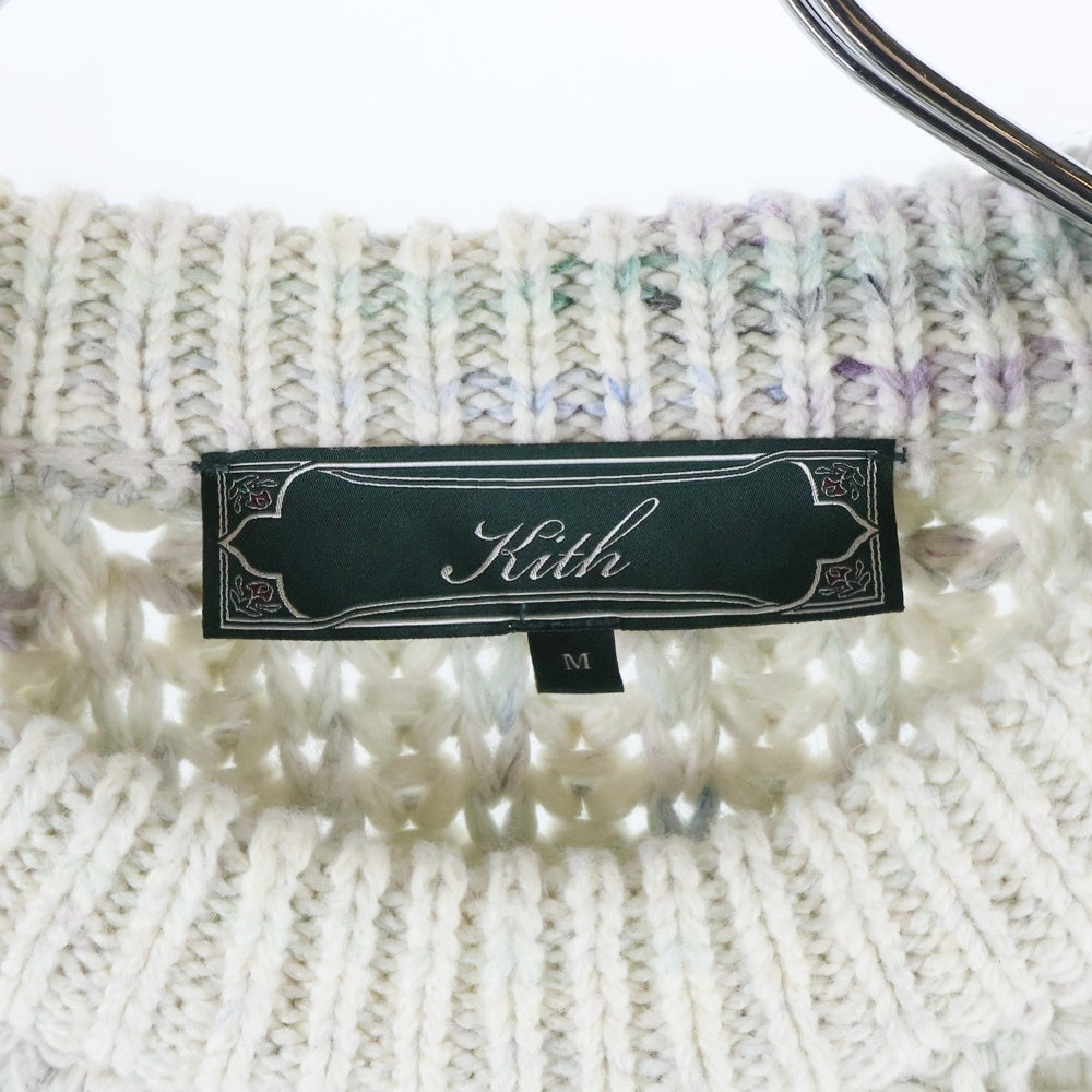 KITH(キス) Lyon Sweater リヨンセーター クルーネックスリブ編みニットセーター ホワイト