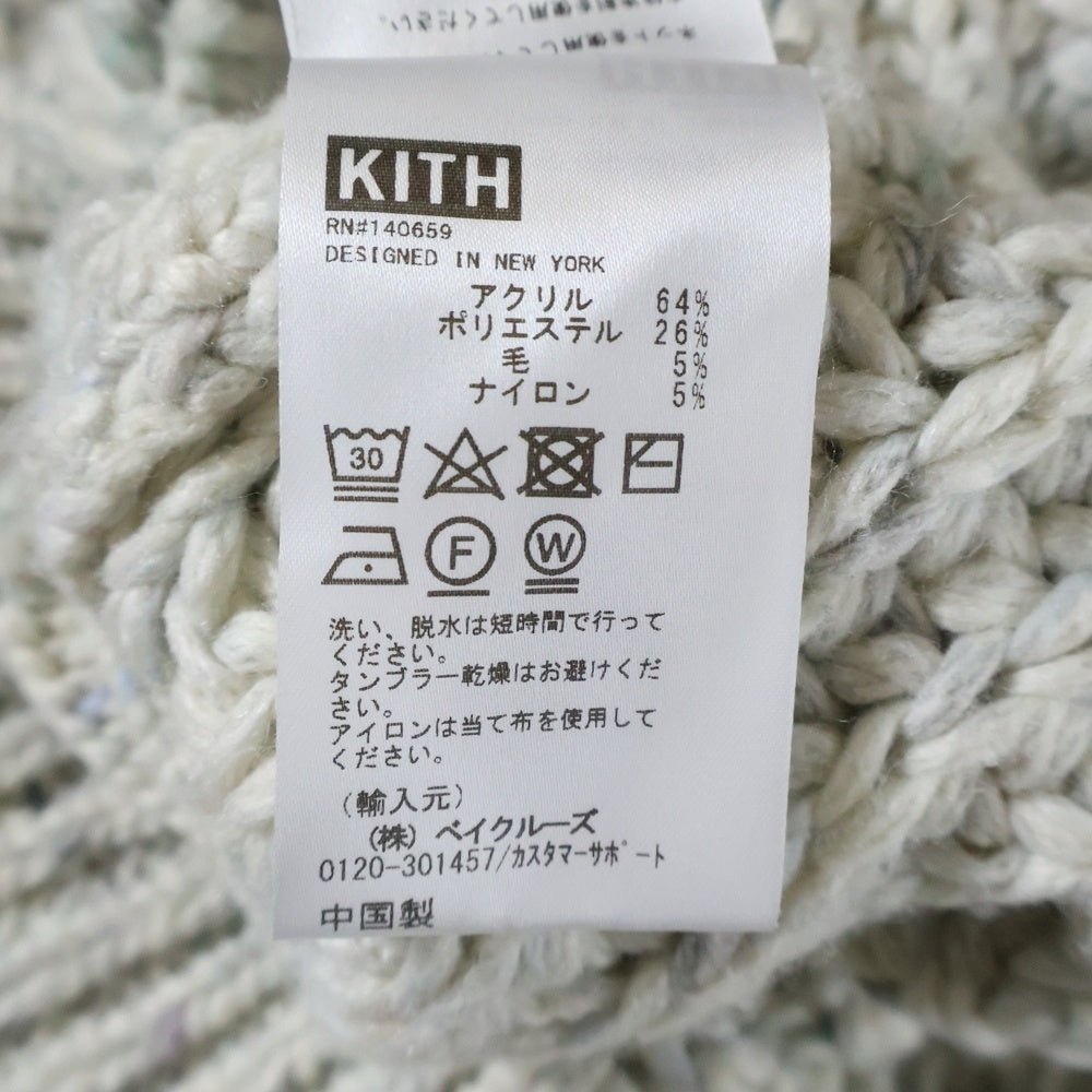 KITH(キス) Lyon Sweater リヨンセーター クルーネックスリブ編みニットセーター ホワイト