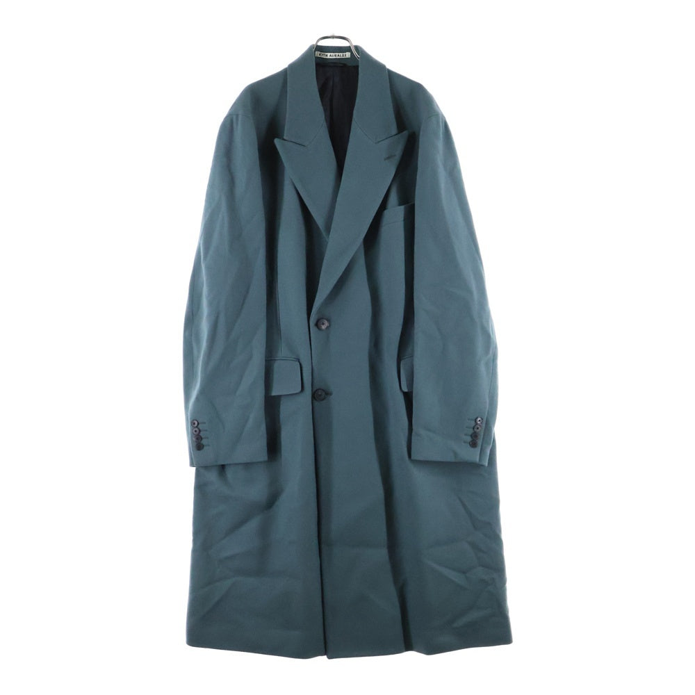 KITH(キス) ×AURALEE 101 For AURALEE Melton Chesterfield Coat オーラリー メルトンチェストフィールドコート ダブルプレストウールロングコート グリーン