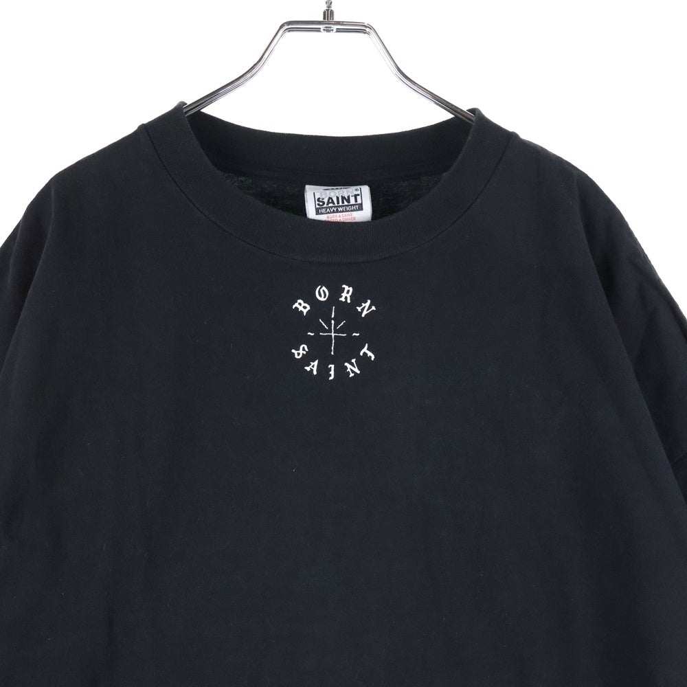 SAINT MICHAEL(セントマイケル) 24SS BORN SAINT BR SS TEE フロント プリント 半袖Tシャツ カットソー ブラック SM-YS8-0000-C06