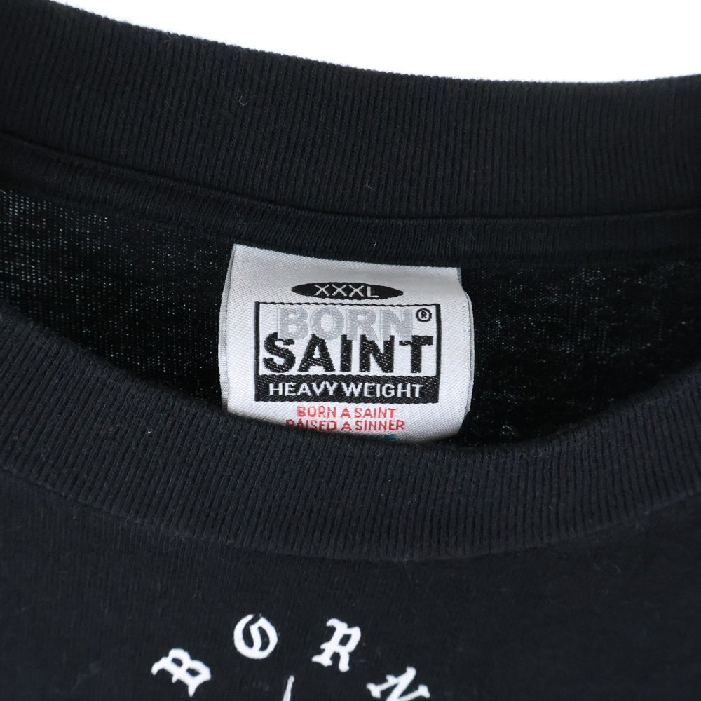 SAINT MICHAEL(セントマイケル) 24SS BORN SAINT BR SS TEE フロント プリント 半袖Tシャツ カットソー ブラック SM-YS8-0000-C06