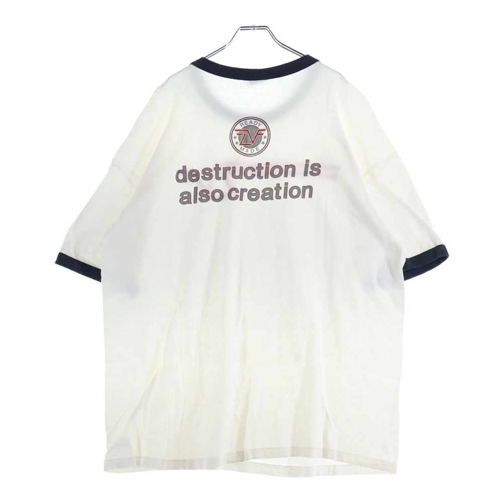 READY MADE(レディメイド) 24SS T-SHIRT RINGER プリント Tシャツ 半袖カットソー ホワイト RE-CO-WH-00-00-276