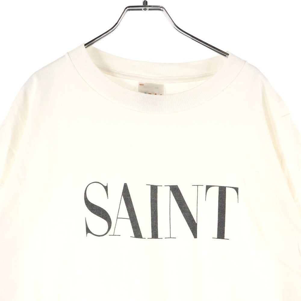 SAINT MICHAEL(セントマイケル) 24AW SAINT SS TEE セイント プリント ヴィンテージ加工 半袖カットソー Tシャツ ホワイト SM-YS1-0000-008