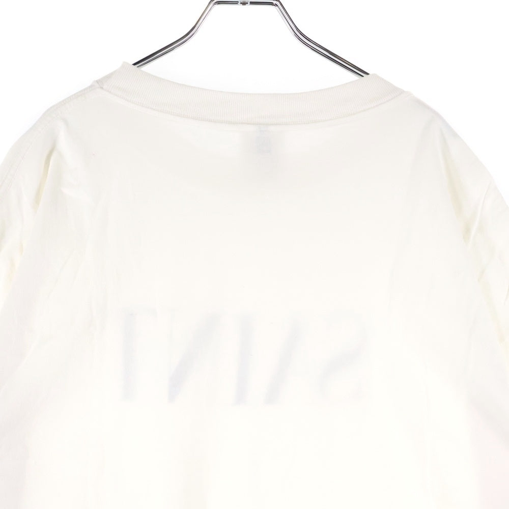 SAINT MICHAEL(セントマイケル) 24AW SAINT SS TEE セイント プリント ヴィンテージ加工 半袖カットソー Tシャツ ホワイト SM-YS1-0000-008