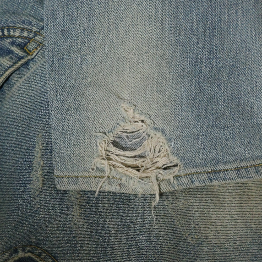 SAINT LAURENT PARIS(サンローランパリ) 14AW デストロイクラッシュ加工 デニムパンツ インディゴ 357815 Y879F