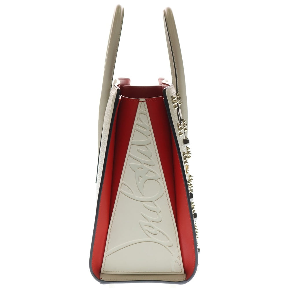 CHRISTIAN LOUBOUTIN(クリスチャンルブタン) PALOMA MEDIUM 2WAY パロマ ミディアム トートバッグ スタッズ パテントレザー ハンドバッグ ショルダーバッグ ホワイト レディース