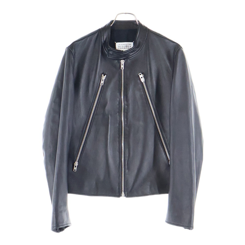 Maison Margiela(メゾンマルジェラ) 5-ZIP LEATHER JACKET ジップアップ シングルレザージャケット ブラック S50AM0489 SY1460