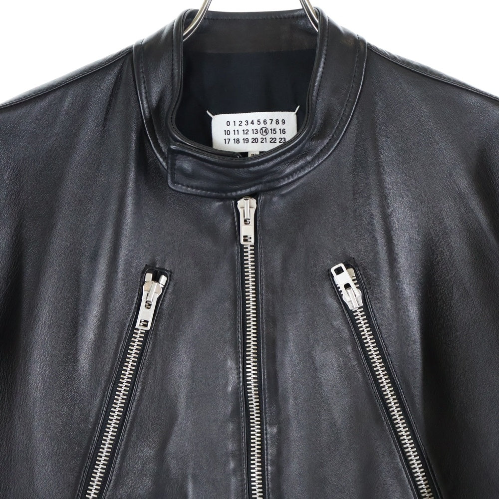 Maison Margiela(メゾンマルジェラ) 5-ZIP LEATHER JACKET ジップアップ シングルレザージャケット ブラック S50AM0489 SY1460