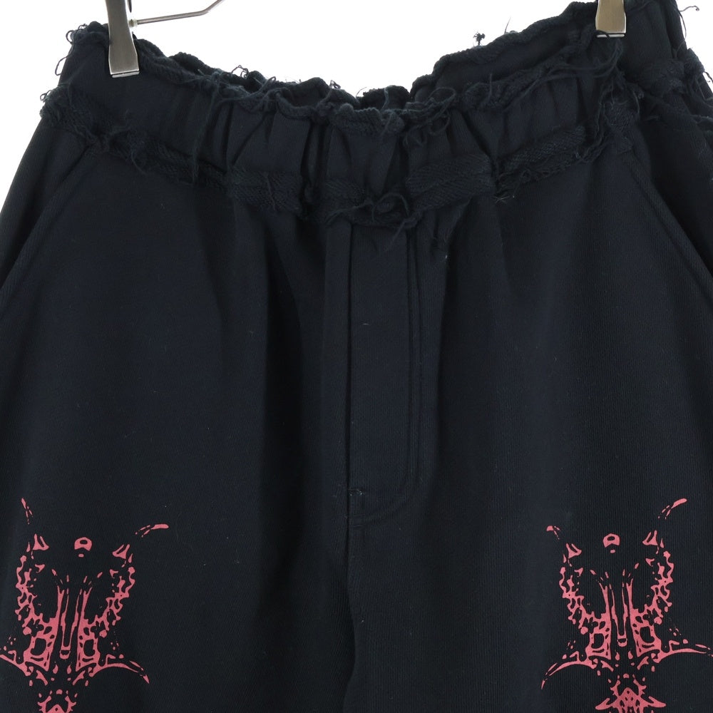 THUG CLUB(サグクラブ) 24SS Dragon Sweat Pant ドラゴンジョガースウェットパンツ ロゴプリントダメージ加工スウェットパンツ TC24PT1502 ブラック