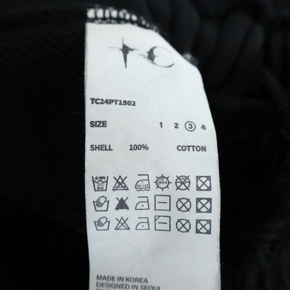 THUG CLUB(サグクラブ) 24SS Dragon Sweat Pant ドラゴンジョガースウェットパンツ ロゴプリントダメージ加工スウェットパンツ TC24PT1502 ブラック