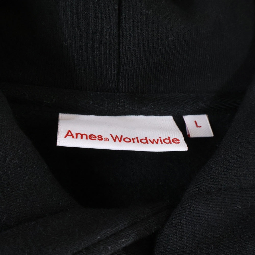 NO BRAND(ノーブランド) Ames Worldwide Big Typo Hoodie アメスワールドワイド ビッグタイポフーディー ロゴプリントプルオーバースウェットパーカー AM2EFUM400ABKL ブラック