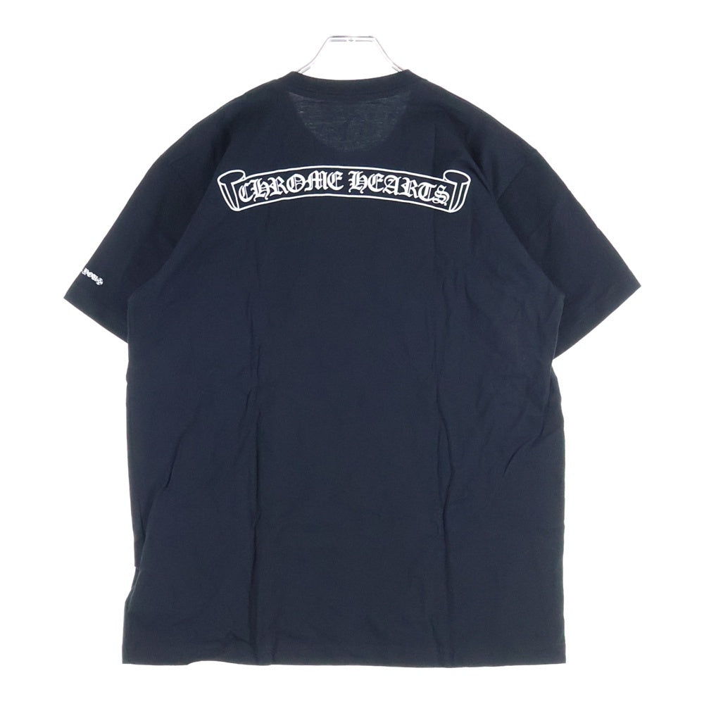 CHROME HEARTS(クロムハーツ) バックスクロールラベルプリント 胸ポケット 半袖Tシャツ カットソー ブラック