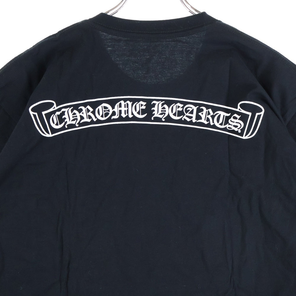 CHROME HEARTS(クロムハーツ) バックスクロールラベルプリント 胸ポケット 半袖Tシャツ カットソー ブラック