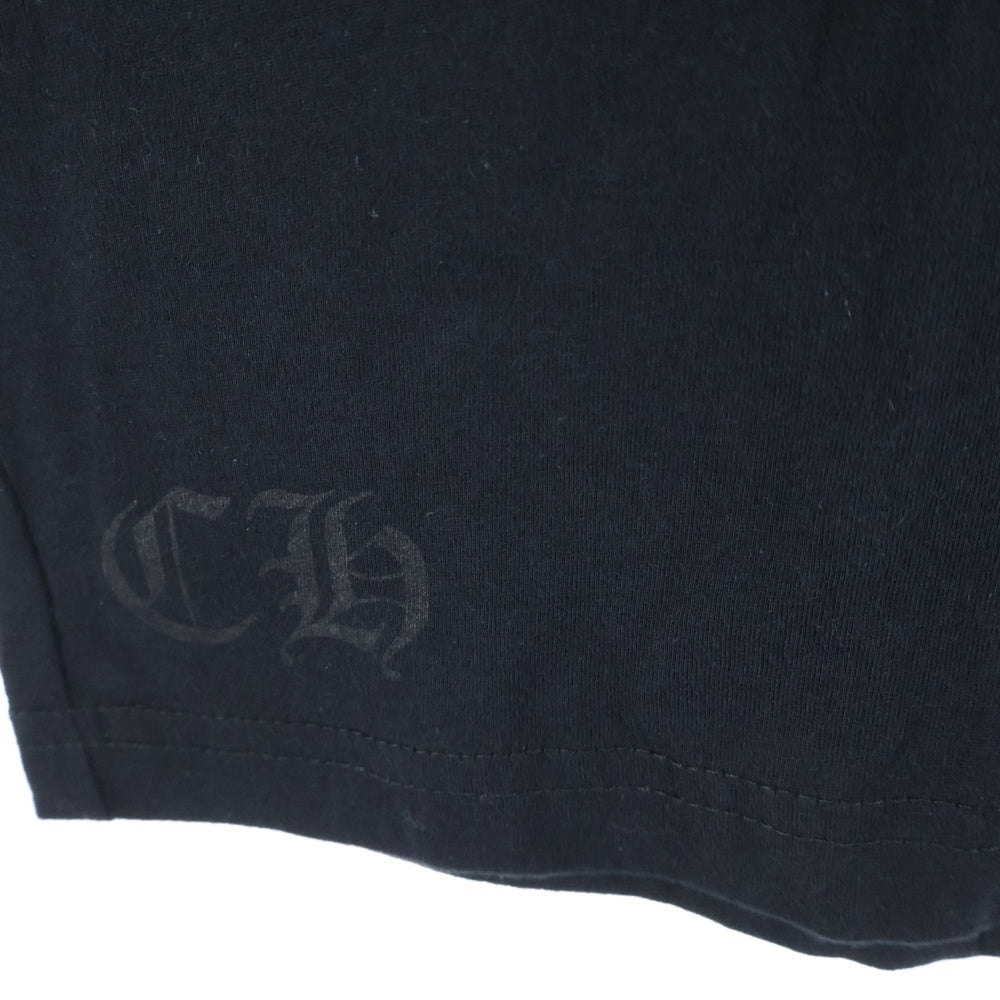 CHROME HEARTS(クロムハーツ) バックスクロールラベルプリント 胸ポケット 半袖Tシャツ カットソー ブラック