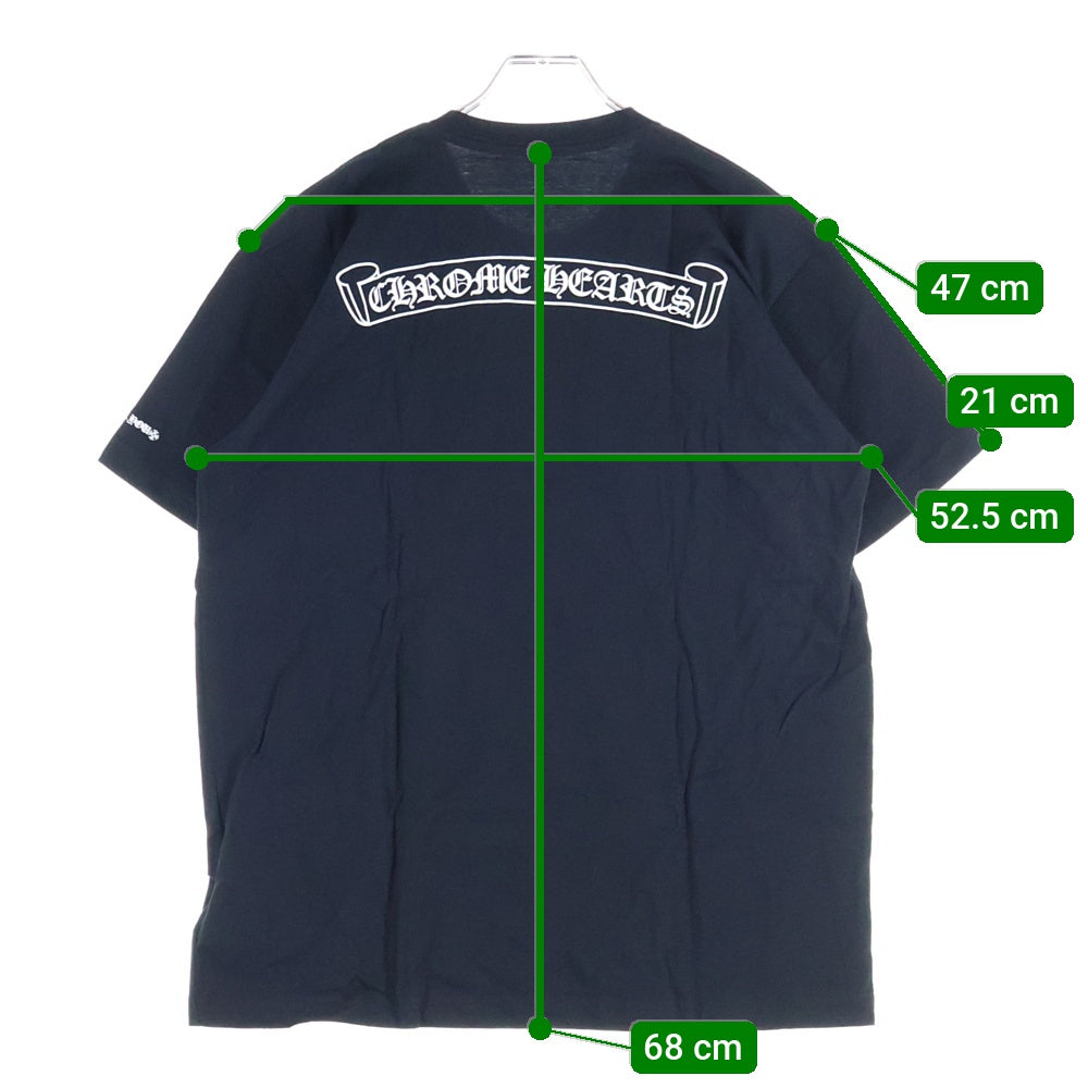 CHROME HEARTS(クロムハーツ) バックスクロールラベルプリント 胸ポケット 半袖Tシャツ カットソー ブラック