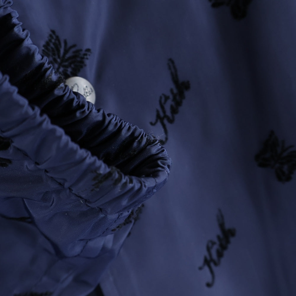 KITH(キス) ×Needles Coach Jacket ニードルス コーチジャケット ロゴフェルト総柄ナイロンボタンダウンジャケット ネイビー