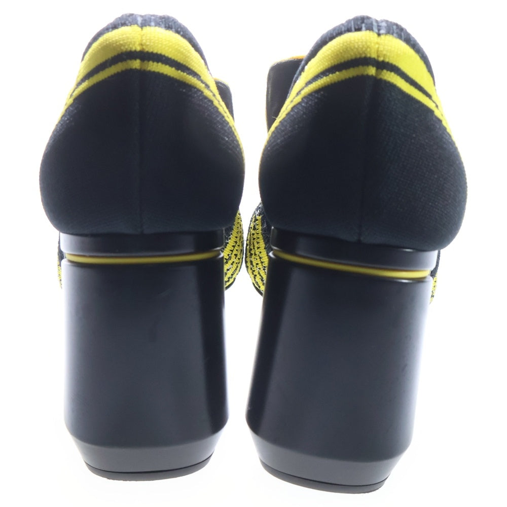 PRADA(プラダ) Knit court pumps ニットチャンキーヒール パンプス レディース ブラック/イエロー