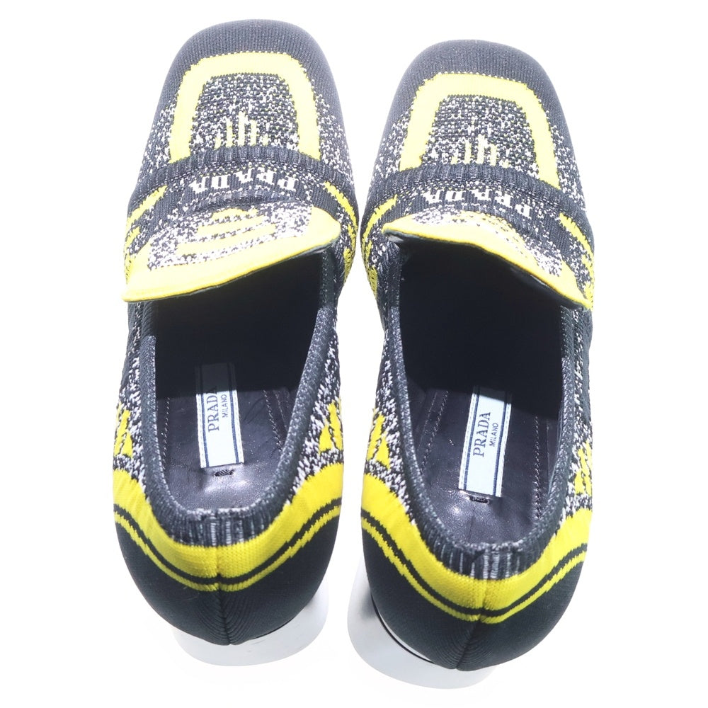 PRADA(プラダ) Knit court pumps ニットチャンキーヒール パンプス レディース ブラック/イエロー
