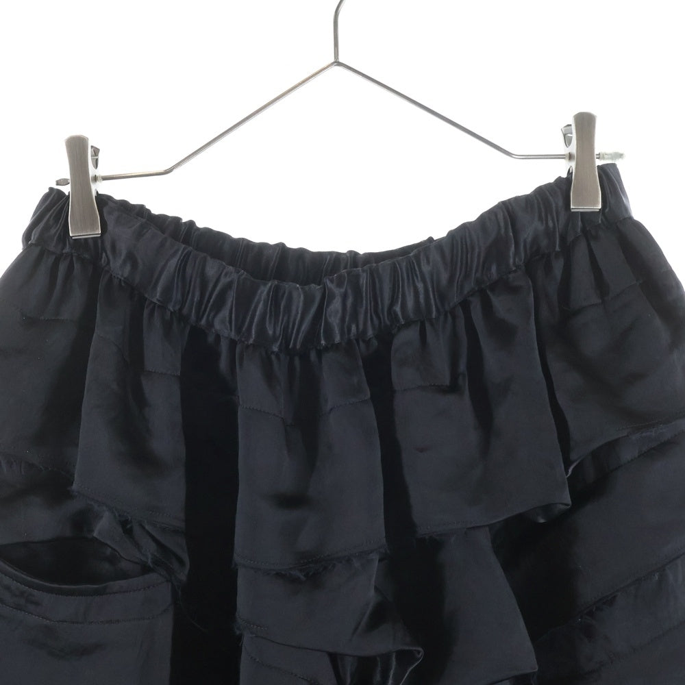 BLACK COMME des GARCONS(ブラックコムデギャルソン) 25SS Drawstring Layered Skirt ドローストリングレイヤードスカート アセテートロングスカート 1O-S005 ブラック レディース