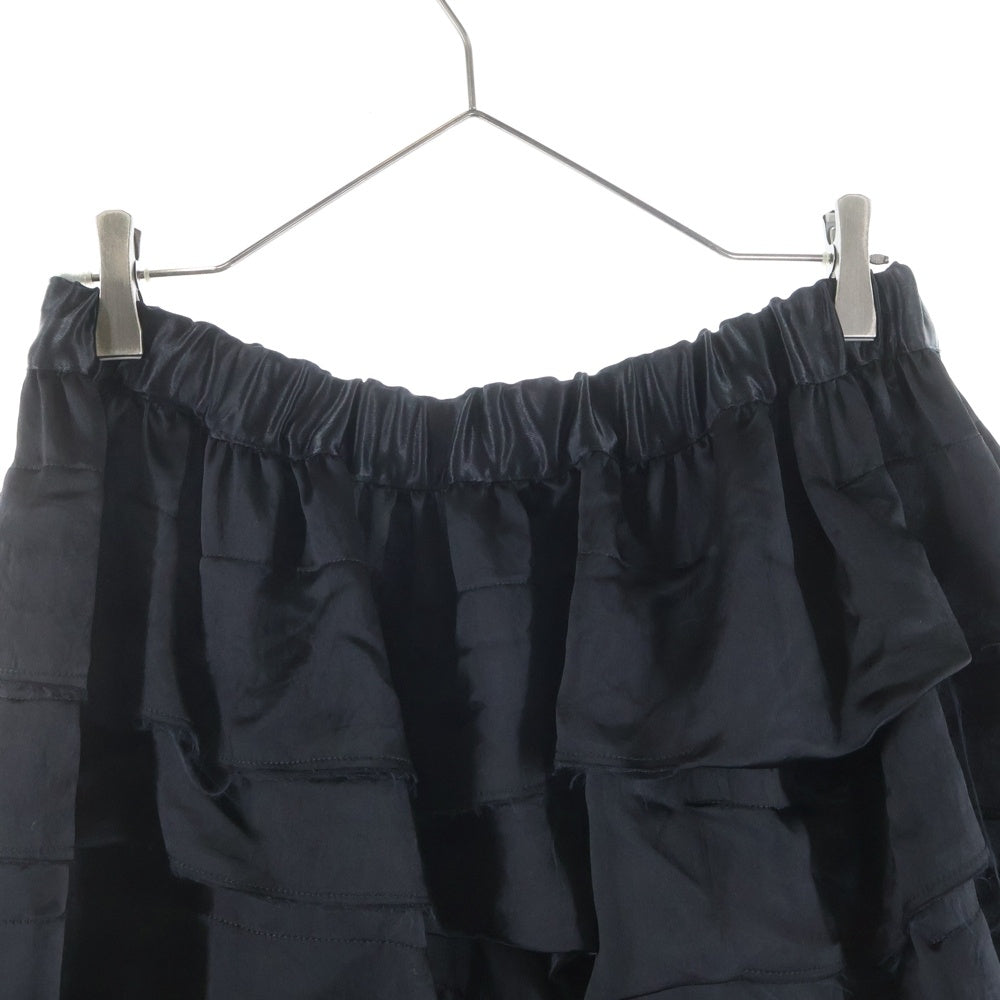 BLACK COMME des GARCONS(ブラックコムデギャルソン) 25SS Drawstring Layered Skirt ドローストリングレイヤードスカート アセテートロングスカート 1O-S005 ブラック レディース
