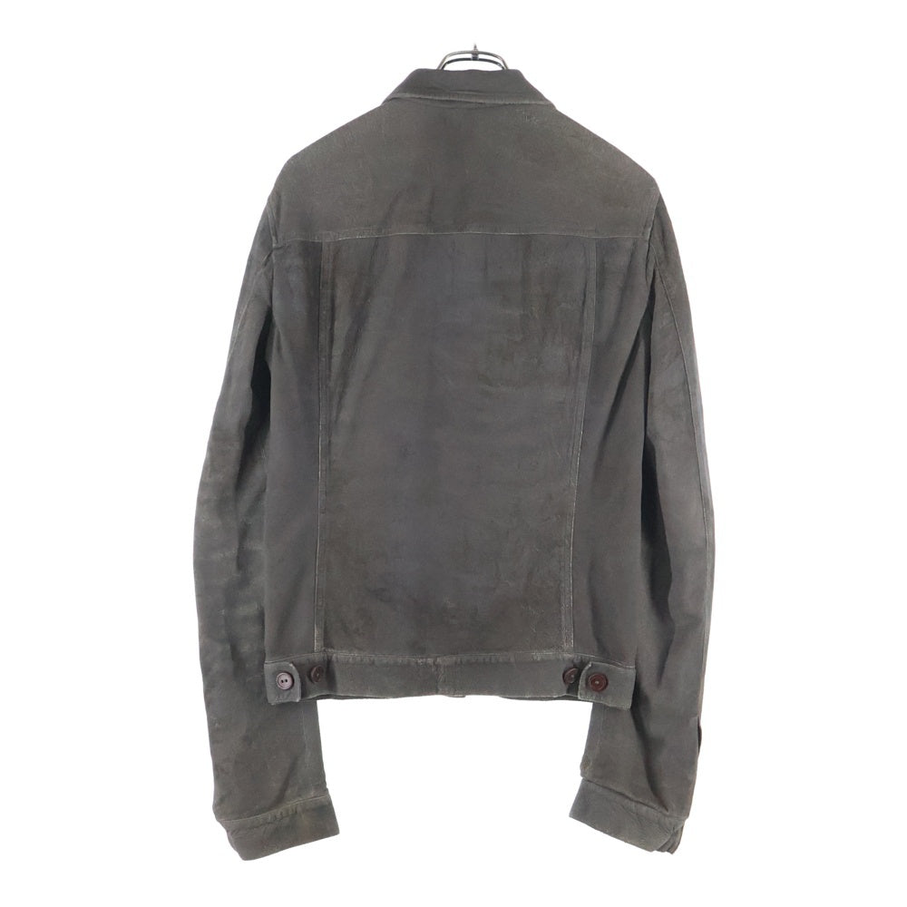 Rick Owens(リックオウエンス) インターシャ ラムレザー ジャケット グレー RU3770