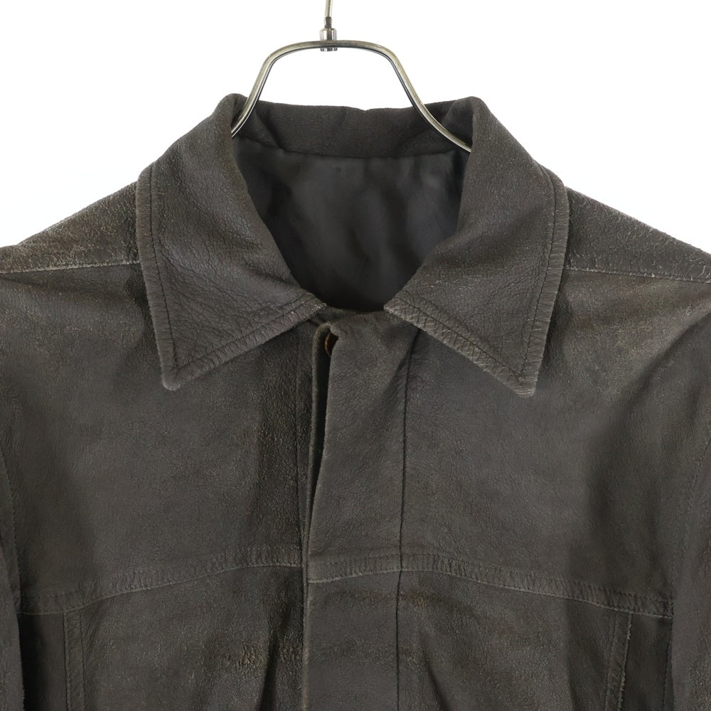 Rick Owens(リックオウエンス) インターシャ ラムレザー ジャケット グレー RU3770