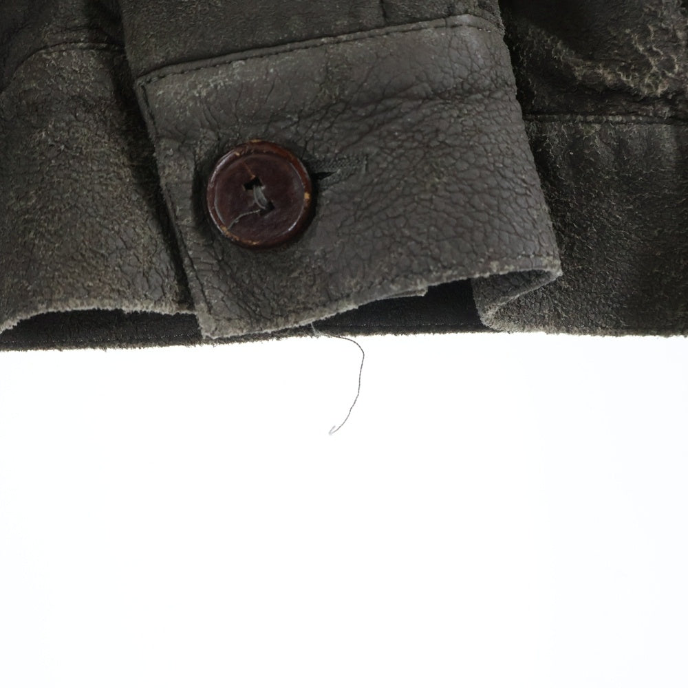 Rick Owens(リックオウエンス) インターシャ ラムレザー ジャケット グレー RU3770