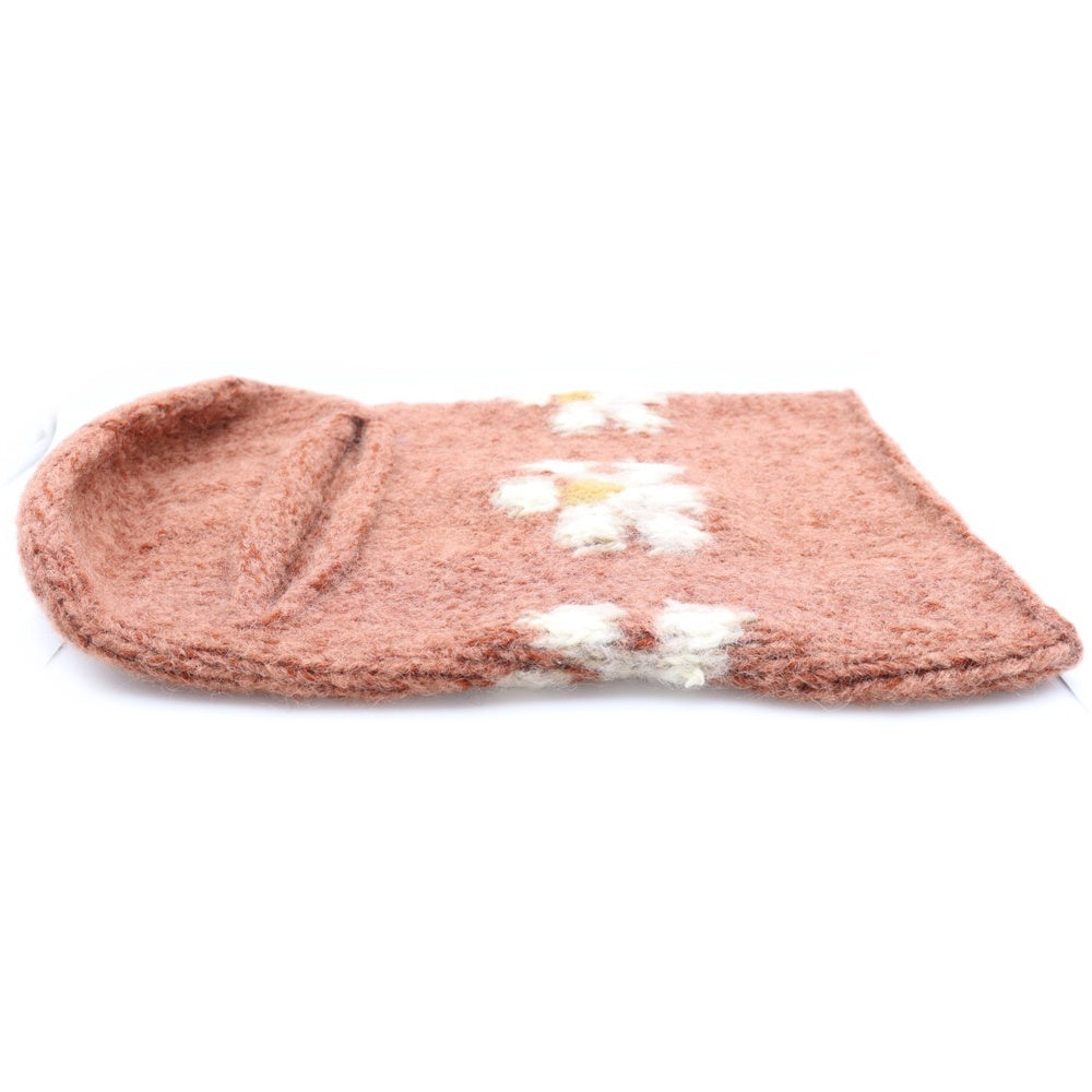 NO BRAND(ノーブランド) MacMahon Knitting Mills マクマホンニッティングミルズ Balaclava-Flower バラクラバ フラワー モヘア混アクリルニットバラクラバ 目出し帽 ブラウン