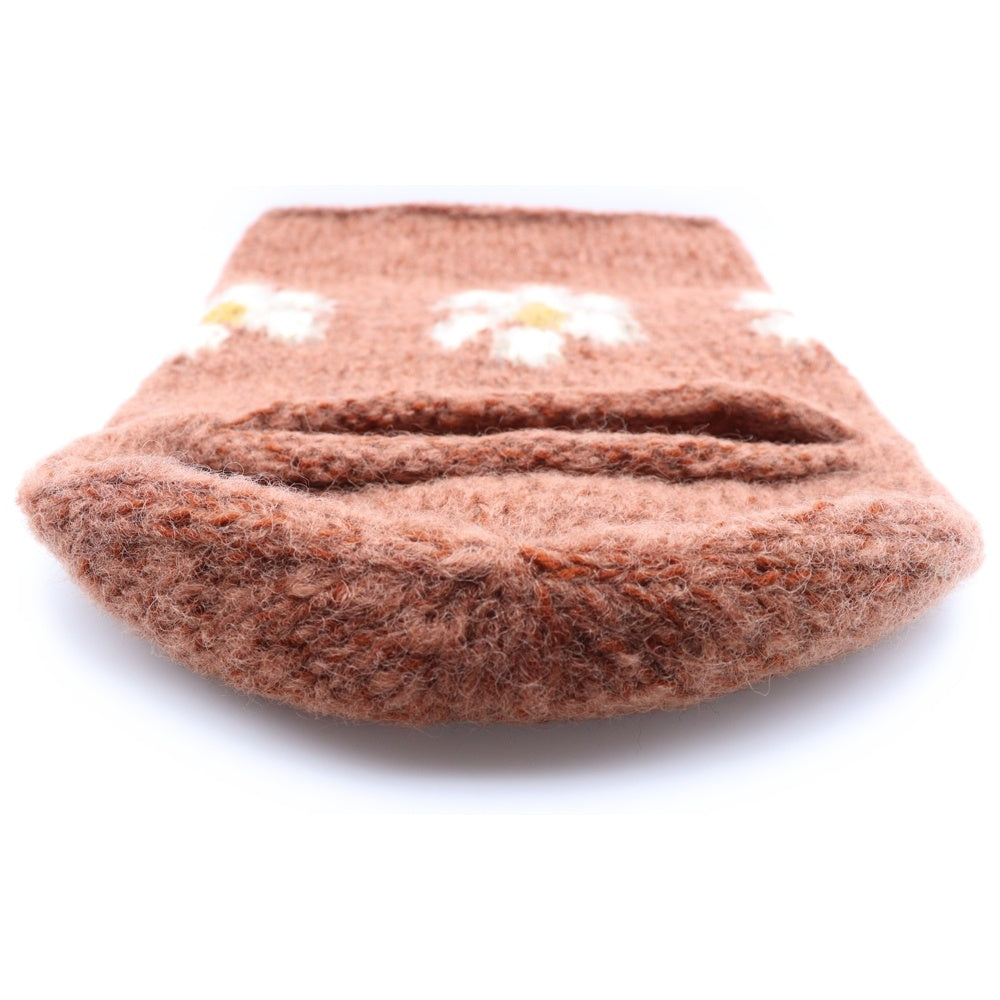 NO BRAND(ノーブランド) MacMahon Knitting Mills マクマホンニッティングミルズ Balaclava-Flower バラクラバ フラワー モヘア混アクリルニットバラクラバ 目出し帽 ブラウン