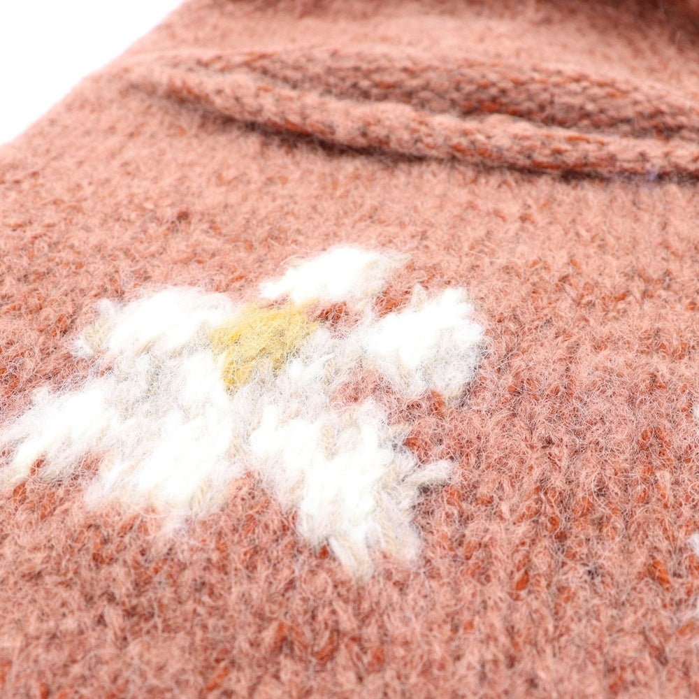 NO BRAND(ノーブランド) MacMahon Knitting Mills マクマホンニッティングミルズ Balaclava-Flower バラクラバ フラワー モヘア混アクリルニットバラクラバ 目出し帽 ブラウン