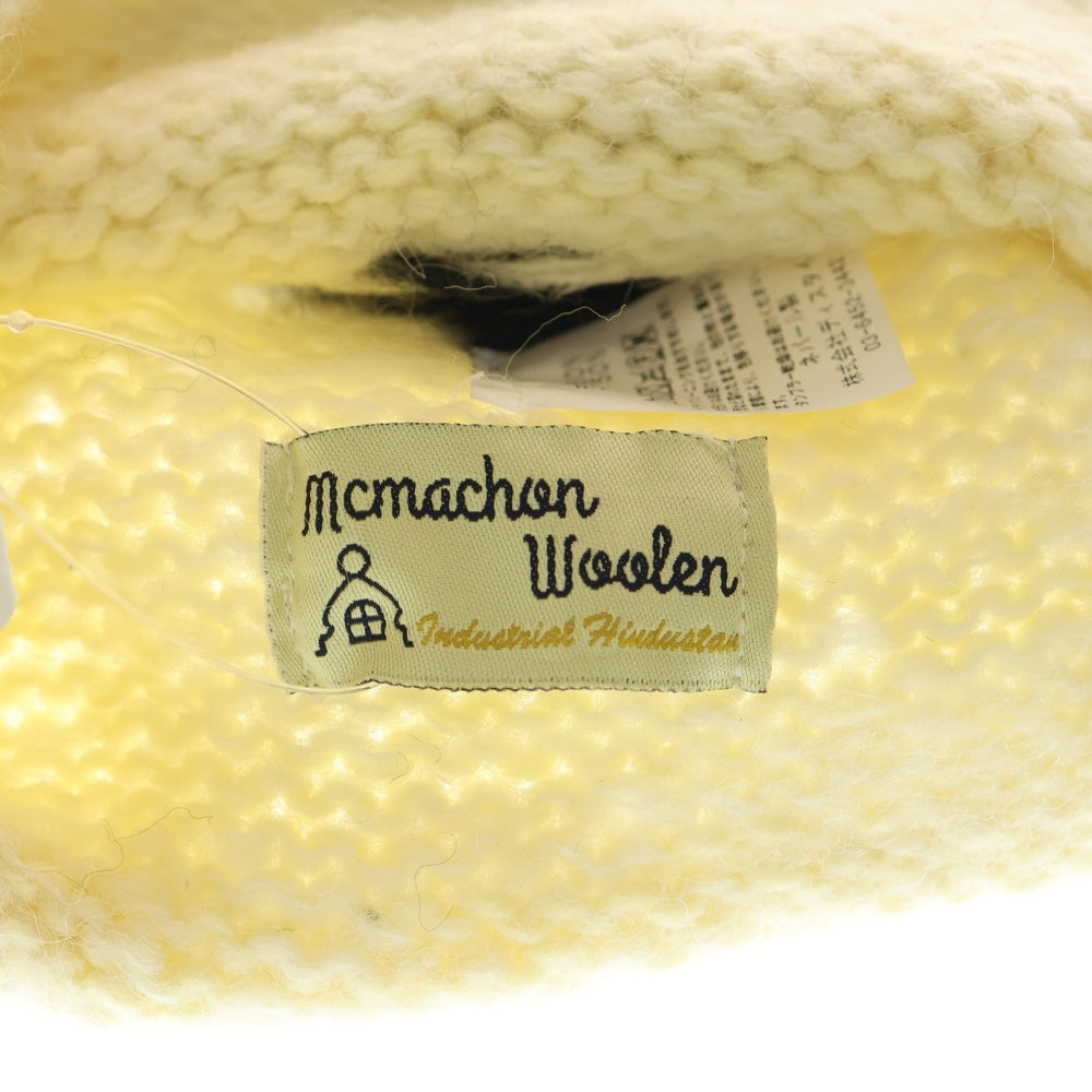 NO BRAND(ノーブランド) MacMahon Knitting Mills マクマホンニッティングミルズ Balaclava-Peace バラクラバ ピース モヘア混アクリルニットバラクラバ 目出し帽 ホワイト