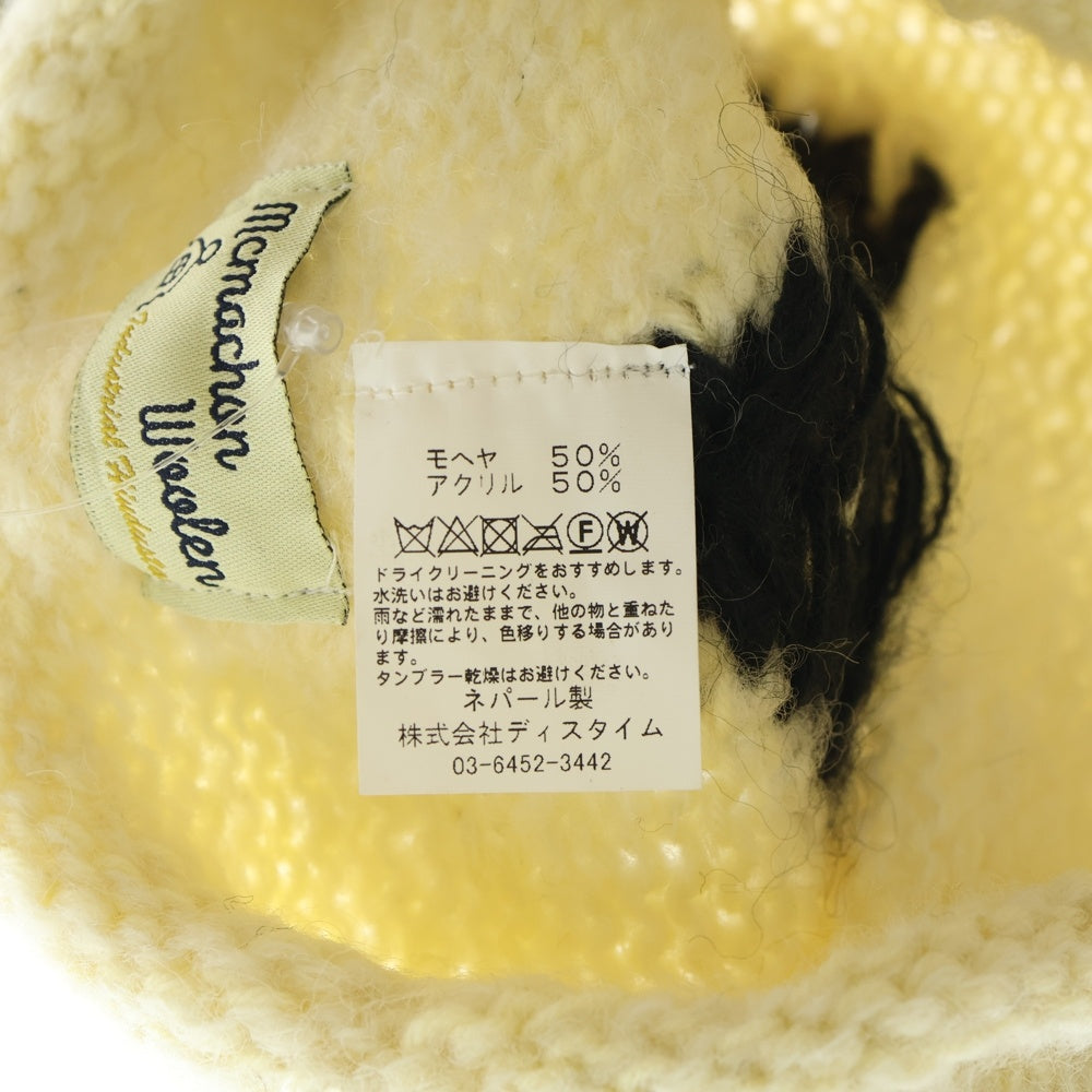 NO BRAND(ノーブランド) MacMahon Knitting Mills マクマホンニッティングミルズ Balaclava-Peace バラクラバ ピース モヘア混アクリルニットバラクラバ 目出し帽 ホワイト