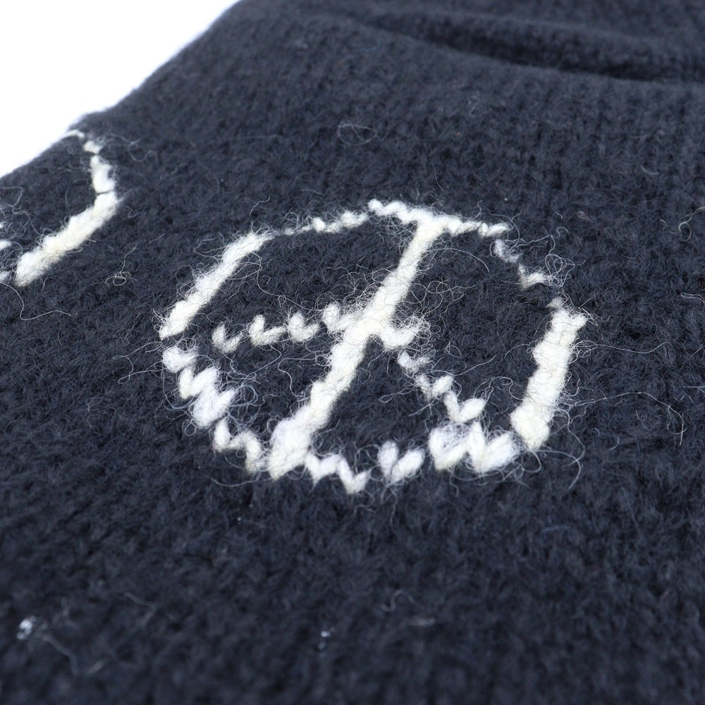 NO BRAND(ノーブランド) MacMahon Knitting Mills マクマホンニッティングミルズ Balaclava-Peace バラクラバ ピース モヘア混アクリルニットバラクラバ 目出し帽 ブラック
