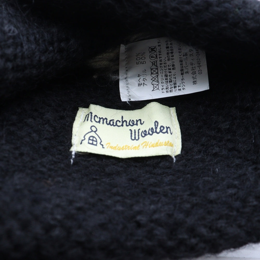 NO BRAND(ノーブランド) MacMahon Knitting Mills マクマホンニッティングミルズ Balaclava-Peace バラクラバ ピース モヘア混アクリルニットバラクラバ 目出し帽 ブラック