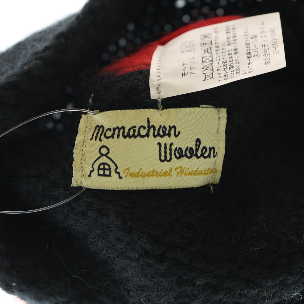 MacMahon Knitting Mills(マクマホンニッティングミルズ) マクマホンニッティングミルズ Balaclava-Peace バラクラバ ピース モヘア混アクリルニットバラクラバ 目出し帽 ブラック/レッド