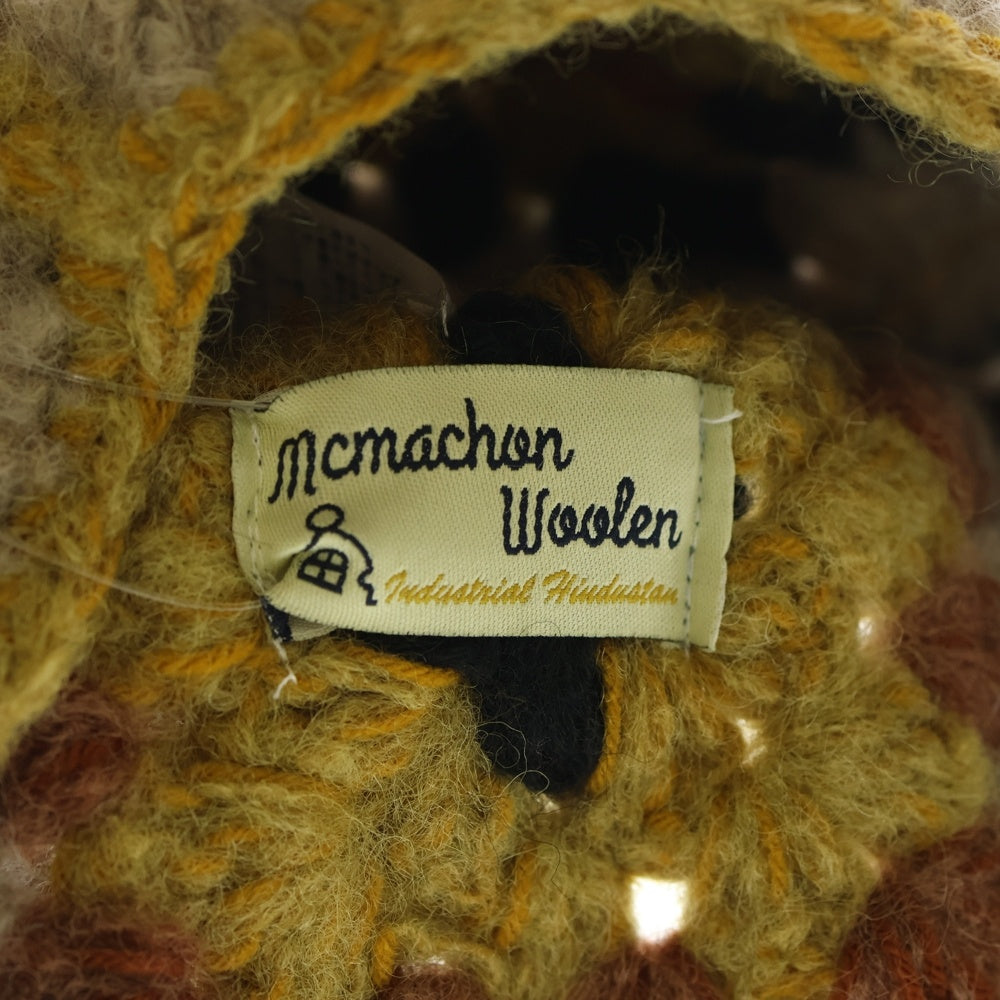 NO BRAND(ノーブランド) MacMahon Knitting Mills マクマホンニッティングミルズ Balaclava-Crochet バラクラバクロシェット モヘア混パネル編みアクリルクロシェット 帽子 イエロー レディース