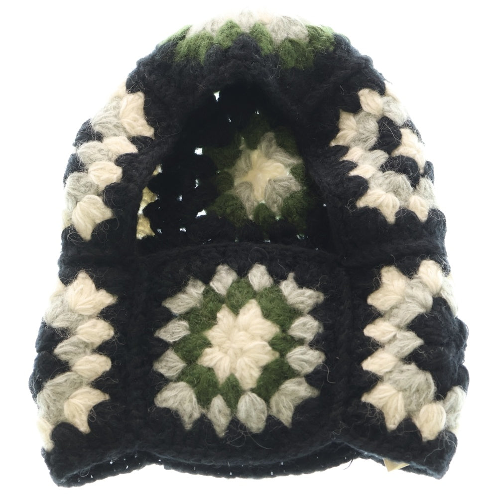 NO BRAND(ノーブランド) MacMahon Knitting Mills マクマホンニッティングミルズ Balaclava-Crochet バラクラバクロシェット モヘア混パネル編みアクリルクロシェット 帽子 レディース