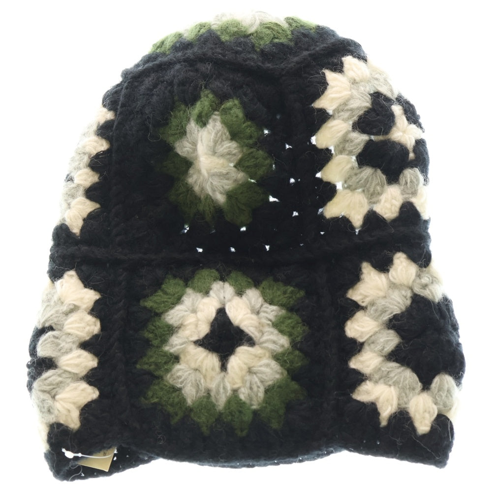 NO BRAND(ノーブランド) MacMahon Knitting Mills マクマホンニッティングミルズ Balaclava-Crochet バラクラバクロシェット モヘア混パネル編みアクリルクロシェット 帽子 レディース