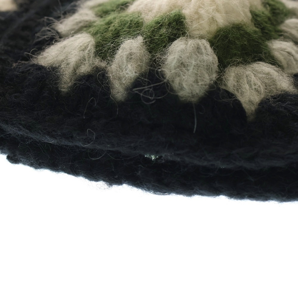 NO BRAND(ノーブランド) MacMahon Knitting Mills マクマホンニッティングミルズ Balaclava-Crochet バラクラバクロシェット モヘア混パネル編みアクリルクロシェット 帽子 レディース
