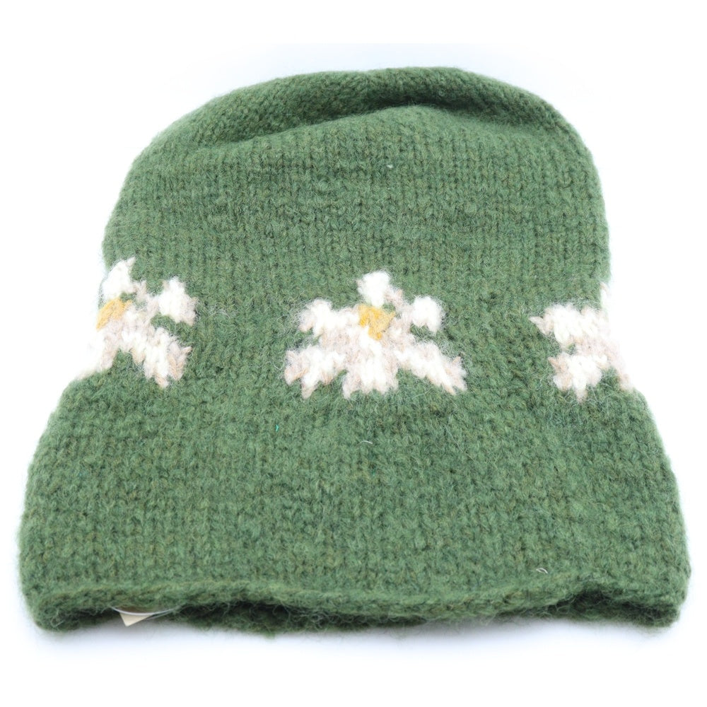 NO BRAND(ノーブランド) MacMahon Knitting Mills マクマホンニッティングミルズ Balaclava-Flower バラクラバ フラワー モヘア混アクリルニットバラクラバ 目出し帽 グリーン