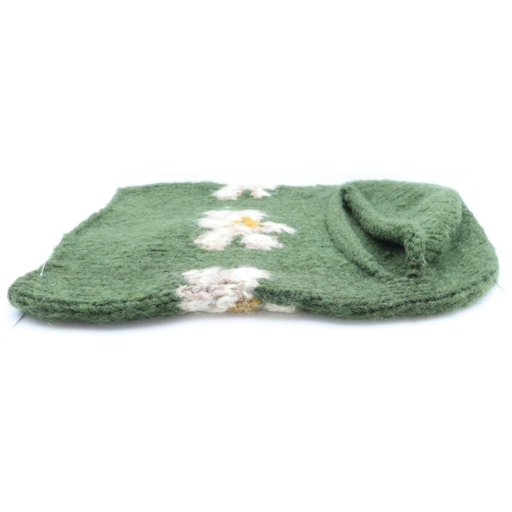NO BRAND(ノーブランド) MacMahon Knitting Mills マクマホンニッティングミルズ Balaclava-Flower バラクラバ フラワー モヘア混アクリルニットバラクラバ 目出し帽 グリーン