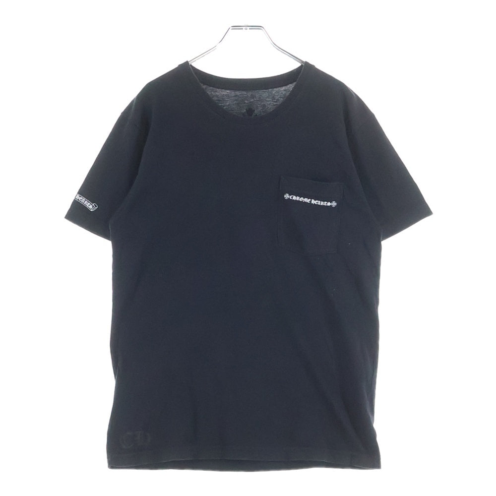 CHROME HEARTS(クロムハーツ) Cemetery Cross Tire Track Tee セメタリークロスタイヤトラックTシャツ クロスプリントクルーネック半袖Tシャツ ブラック