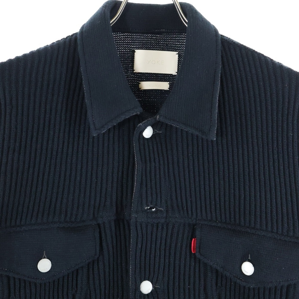 YOKE(ヨーク) 24AW Connected Knit Denim Trucker Jacket ニット デニム切り替え トラッカージャケット ブラック YK24FW01001S-WM
