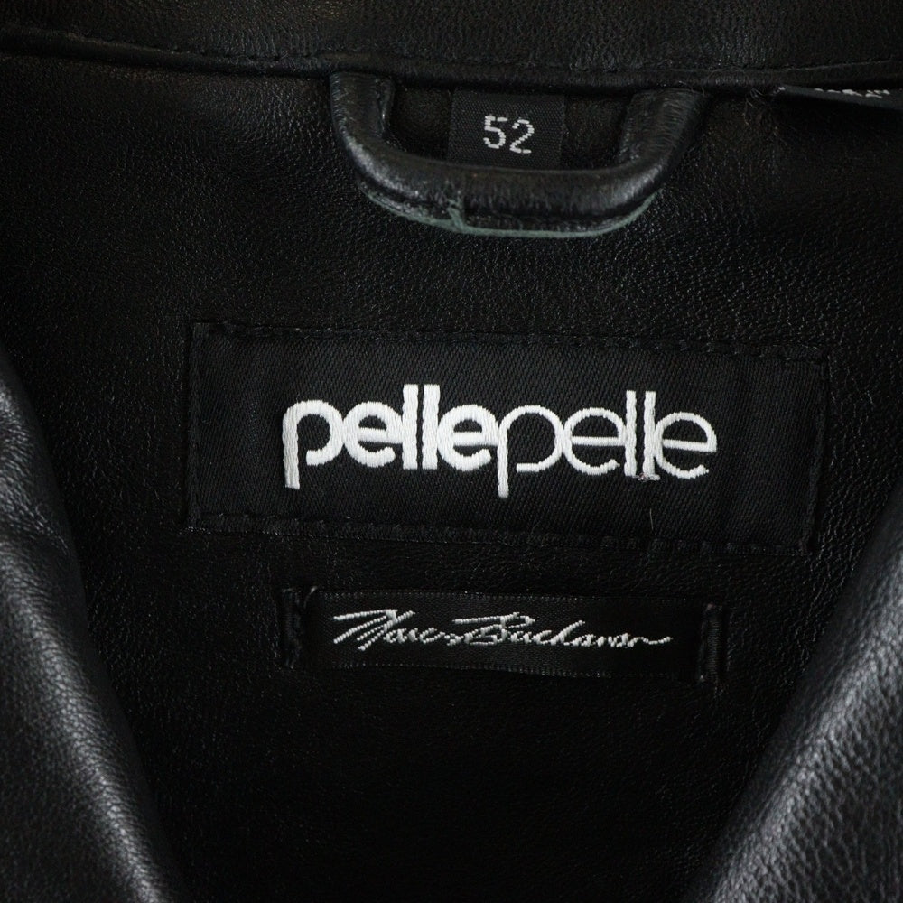 pelle pelle(ペレペレ) スタッズロゴ レザーバーシティージャケット ブラック
