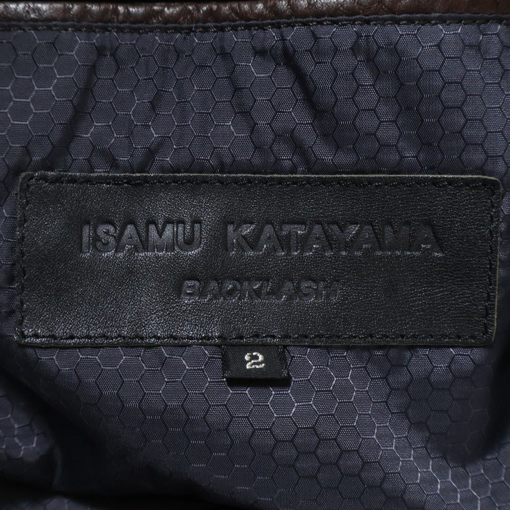 ISAMU KATAYAMA BACKLASH(イサムカタヤマバックラッシュ) カウレザー ジップアップダウンジャケット ブラウン