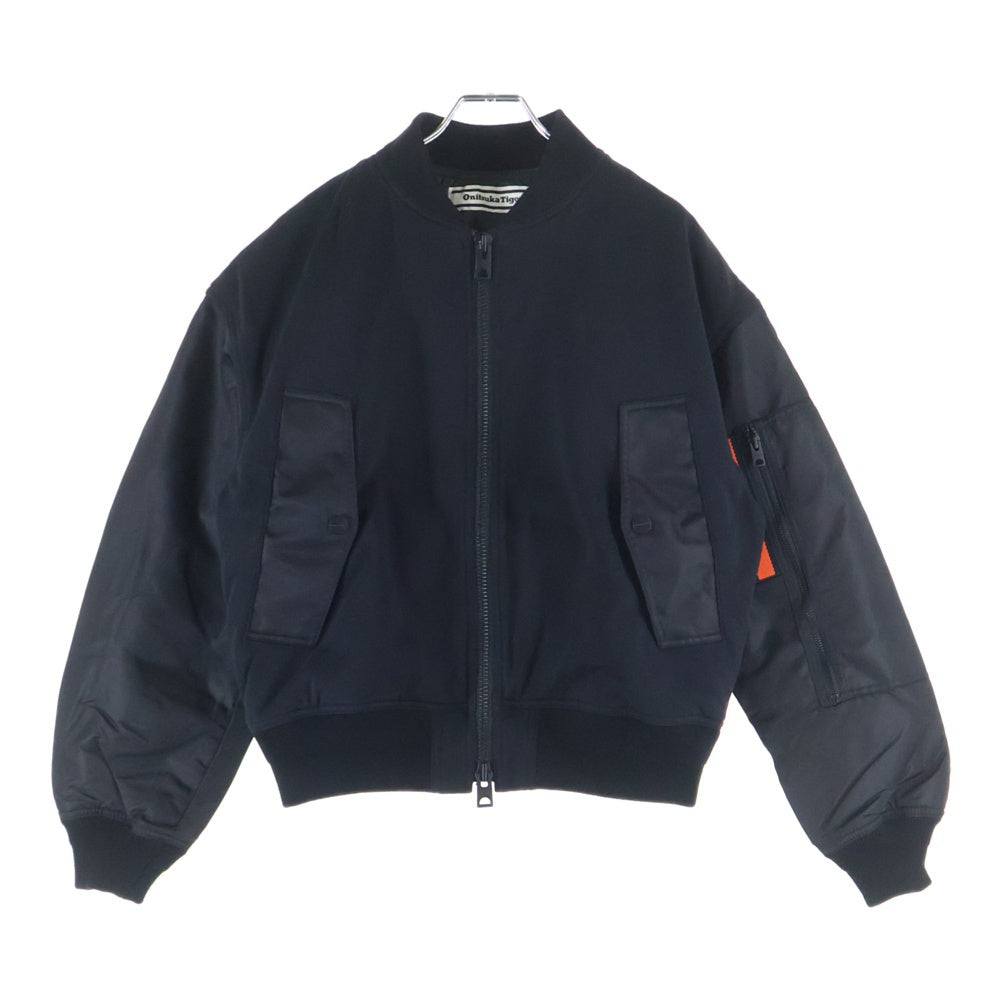 Onitsuka Tiger(オニツカタイガー) BOMBER JACKET ナイロン切替 ジップアップ ボンバージャケット ブラック 2183B583