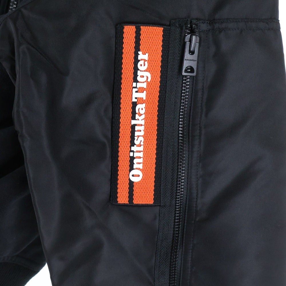 Onitsuka Tiger(オニツカタイガー) BOMBER JACKET ナイロン切替 ジップアップ ボンバージャケット ブラック 2183B583