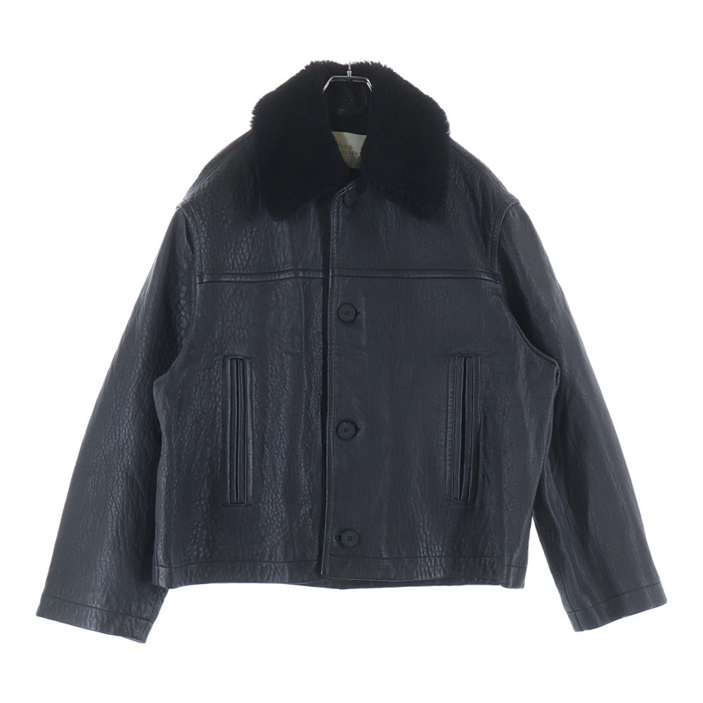 STUDIO NICHOLSON(スタジオニコルソン) 25AW SHEARLING COLLAR JACKET ラムレザー ジャケット ブルゾン ブラック